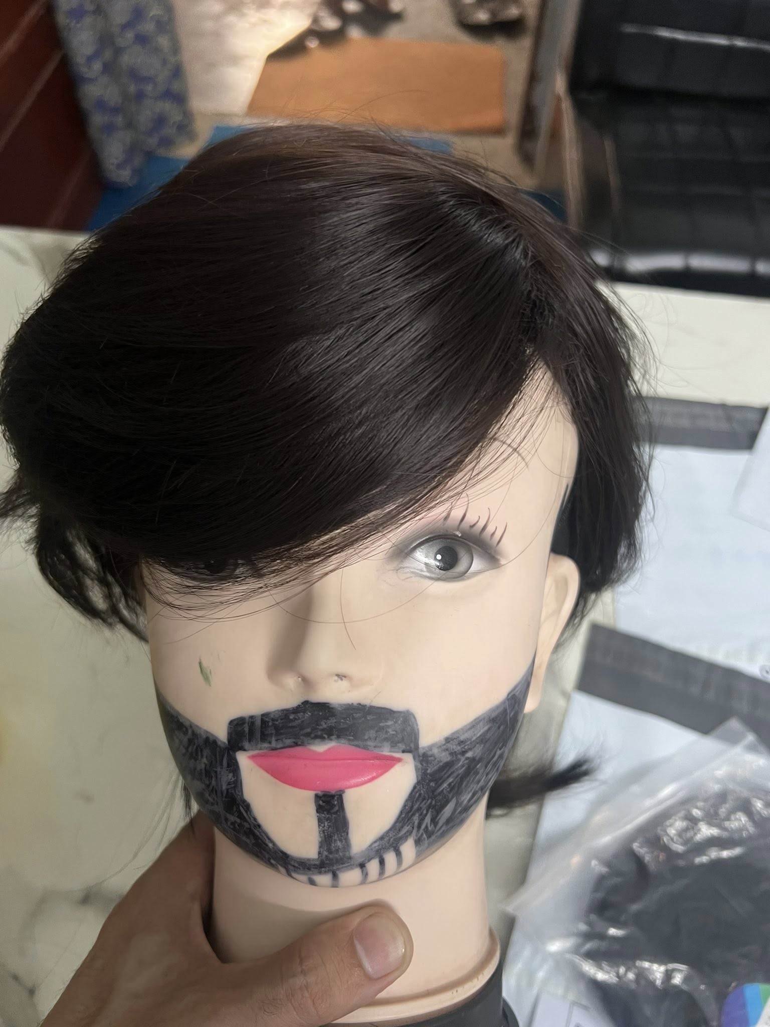 Men Long Hair Wigs Cap